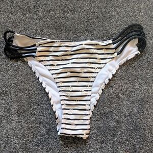 SHEIN Black and White Striped Anchor Bikini Bottoms